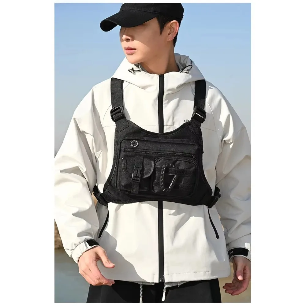 Bolsa de Peito para Atividades ao Ar Livre para Homens e Mulheres, Colete Tático para Corrida, Ciclismo, EDC, Mochila de Peito para Esportes e Treinos
