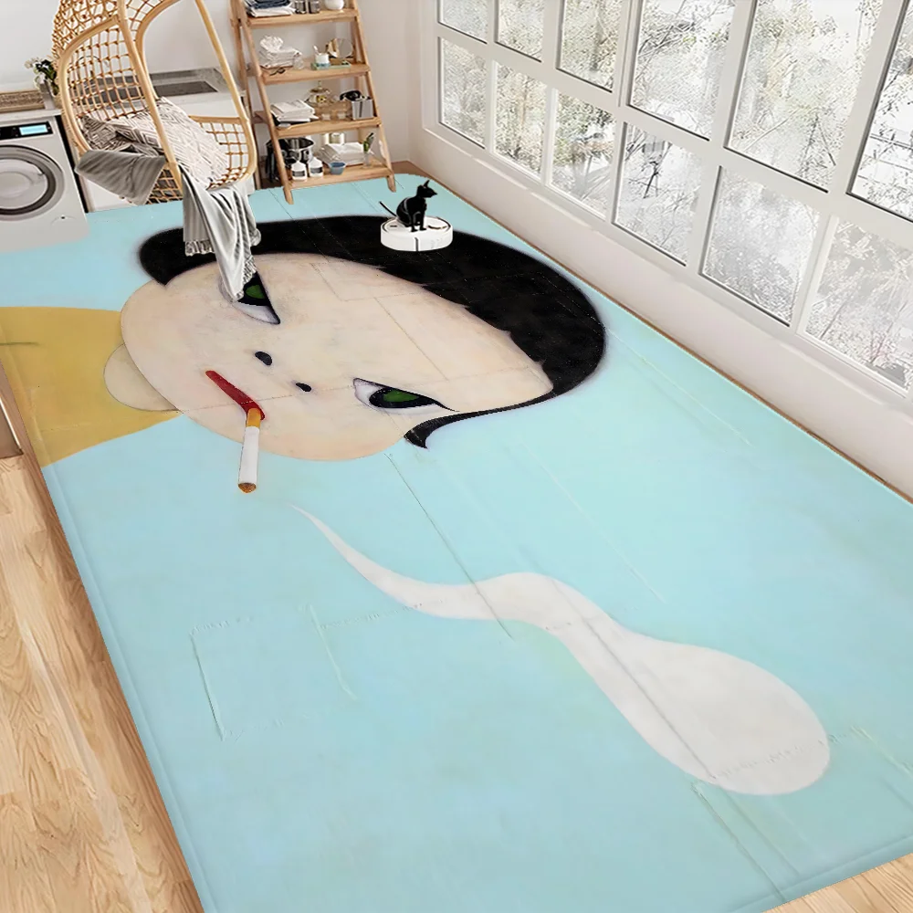Yoshitomo Nara Entrance Door Mat Rectangle Anti-slip Home Soft Badmat Front Door Indoor Outdoor Mat Household Carpets