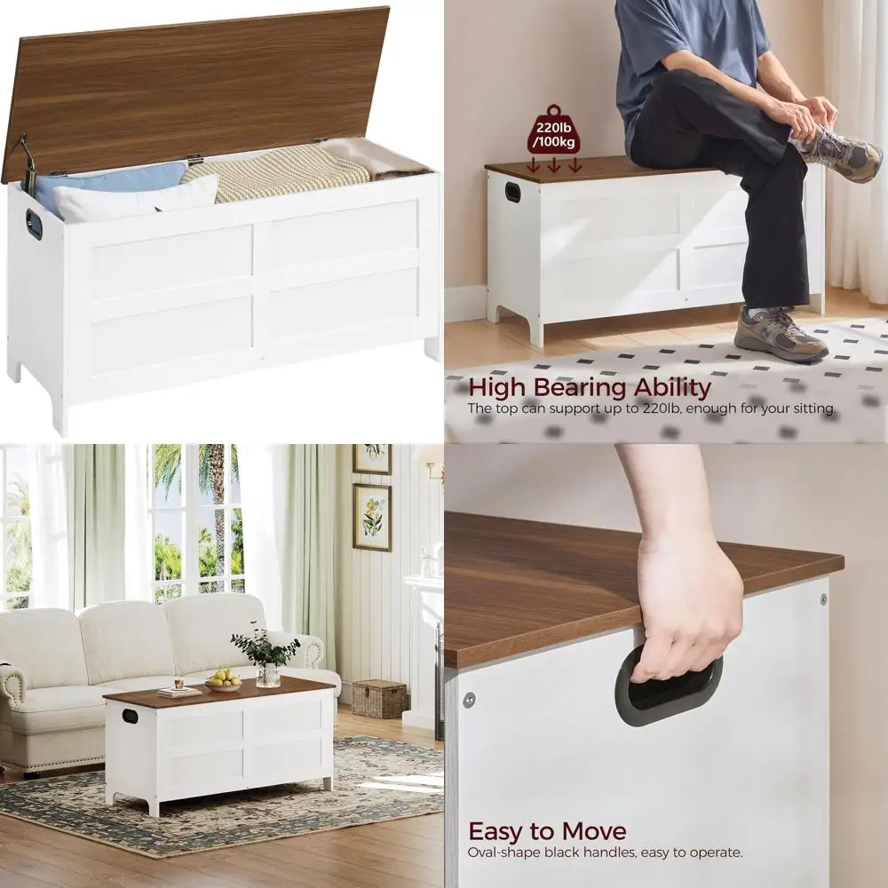 

Большой комод-тумба 39.4 с безопасной петлей, белый с ореховым оттенком, для прихожей, гостиной и спальни