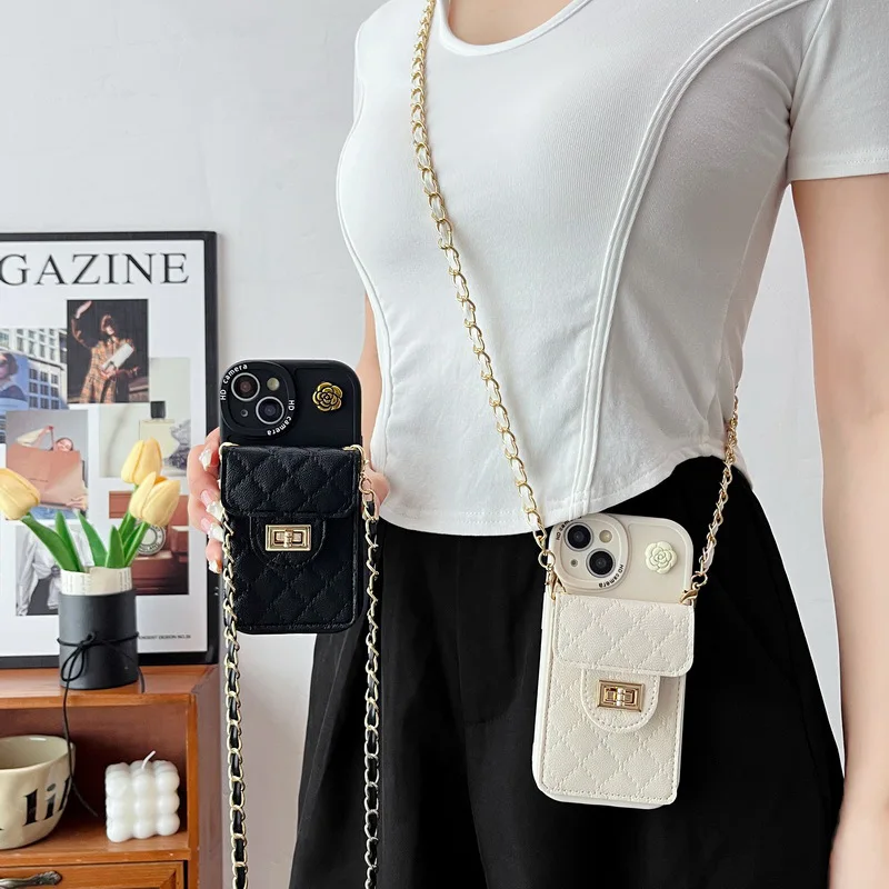 Apple 14Pro crossbody rope wallet phone case card holder for Please contact the customer to select the applicable model