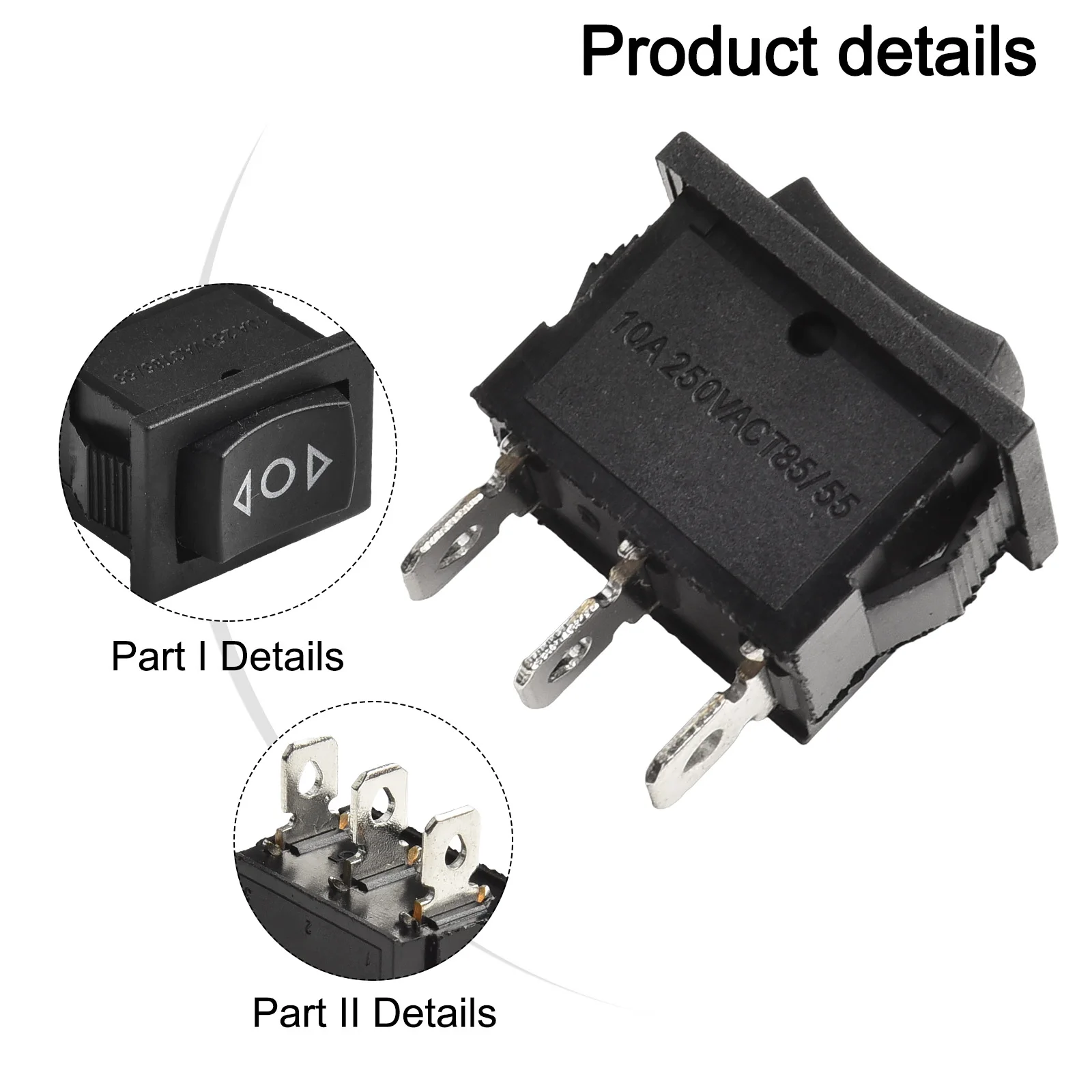 Parts Useful Rocker Switch ON/OFF Plastic Accessories Black DIY Project MOMENTARY Replacement 1 Pcs 21x15mm 3A