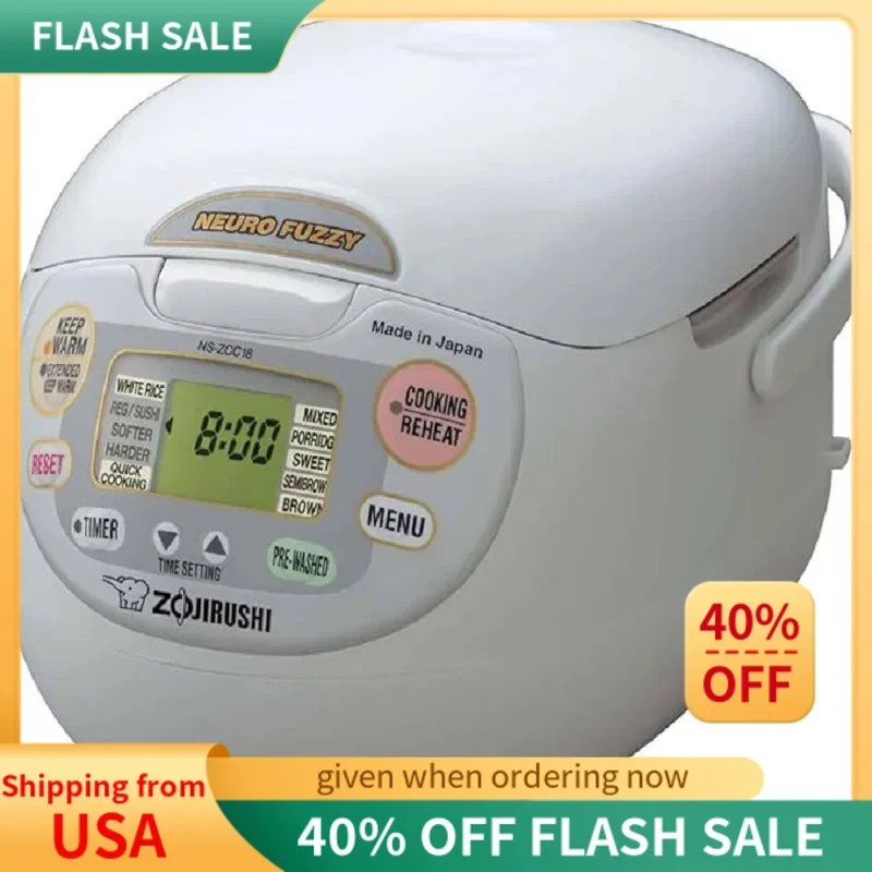 

Zojirushi NS-ZCC18 Neuro Fuzzy Rice Cooker & Warmer, 10 Cup, Premium White, Made in Japan