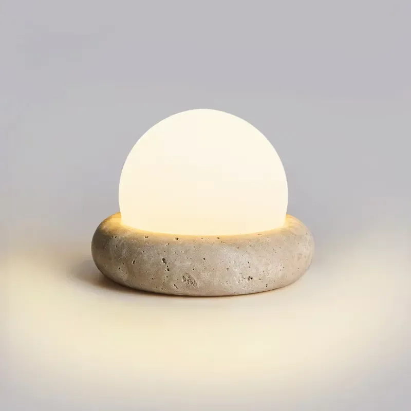 Modern Wabi Sabi LED Desk Lamp Rechargeable Yellow Limestone Base Designer Table Light for Living Room Home Decor Wholesale