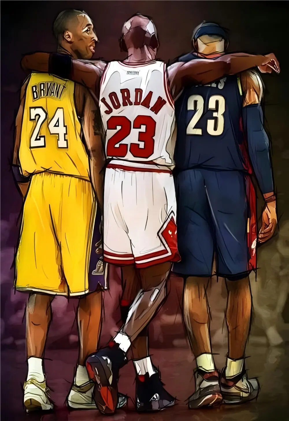 Basketball Superstar Canvas Wall Art Bryant Jordan LeBron Poster Boys Room Man Cave Decor Fan Gift
