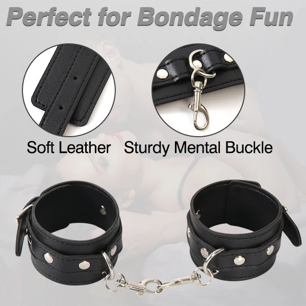 Handcuff Toys Adult Sex Couple BDSM Set PU Leather Erotic Harness Backhandcuff Ankle Cuffs SM Slave Bondage Fetish Kit Set Toys