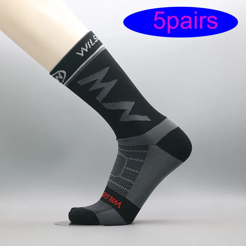

1/5 пар велосипедных спортивных носков, дышащие, впитывающие пот баскетбольные носки, противоскользящие, быстросохнущие, спортивные носки для бега на открытом воздухе