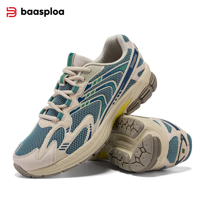 Baasploa Men Running Shoes Summer Mesh Breathable Vintage Shoes High Quality Fashion 2025 Male Cushioning Elaticity Sport Shoes - Image 3
