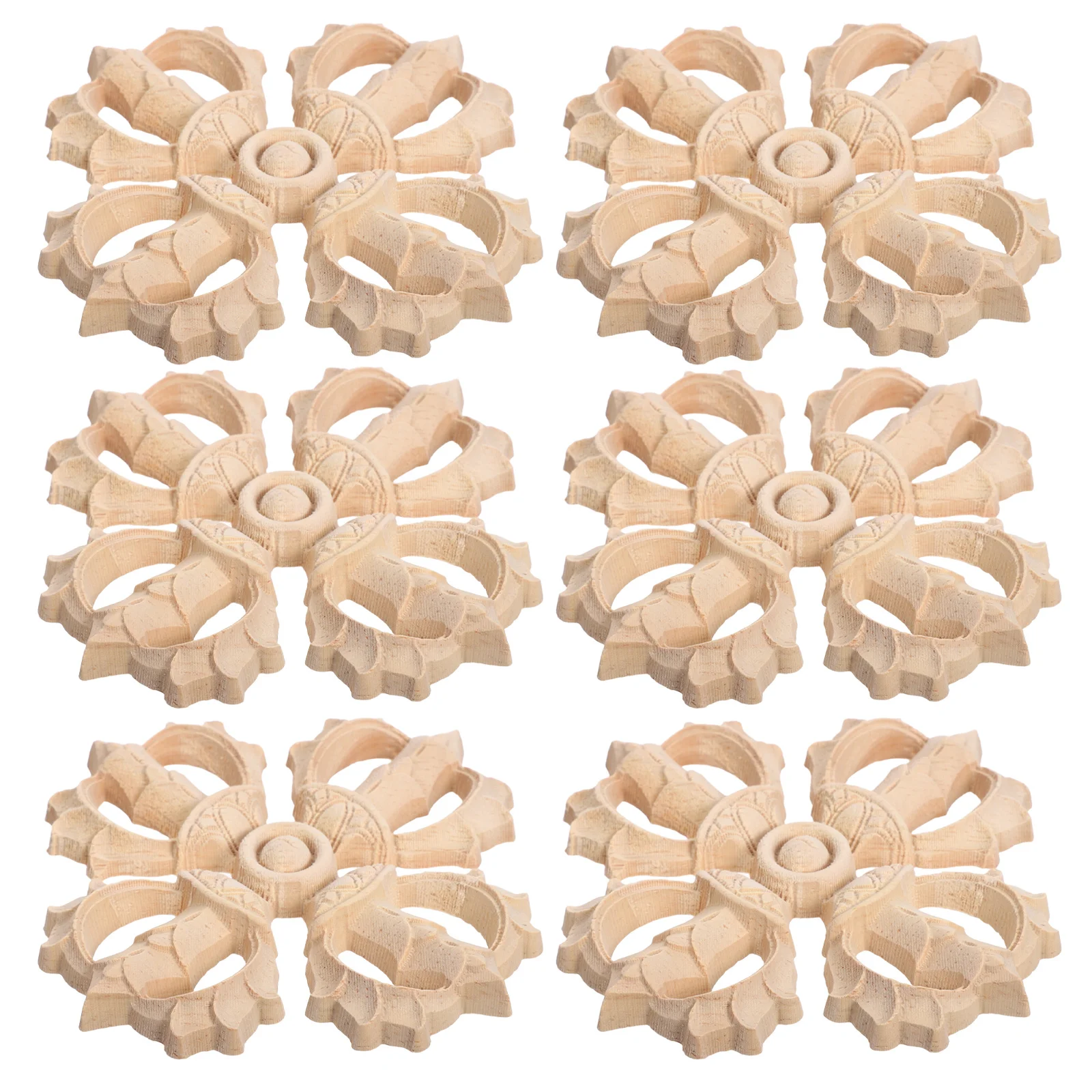 6 قطع من الخشب الأنيق المصنوع يدويًا يزين زخرفي غير مطلي لإطارات خزائن الأثاث وتحسين المنزل بنفسك