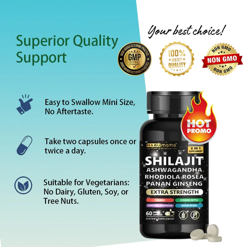 Ultimate 8-in-1 Shilajit Supplements for Health, Vitality, Size, Stamina