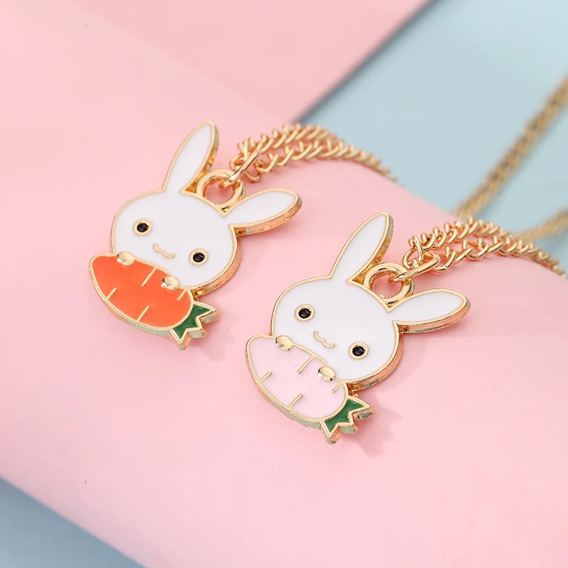 

Lovely Rabbit Pendant Necklace For Women Adjustable Fashion Cute Animal Rabbit Radish Pattern Collar Accessories Gift For Friend