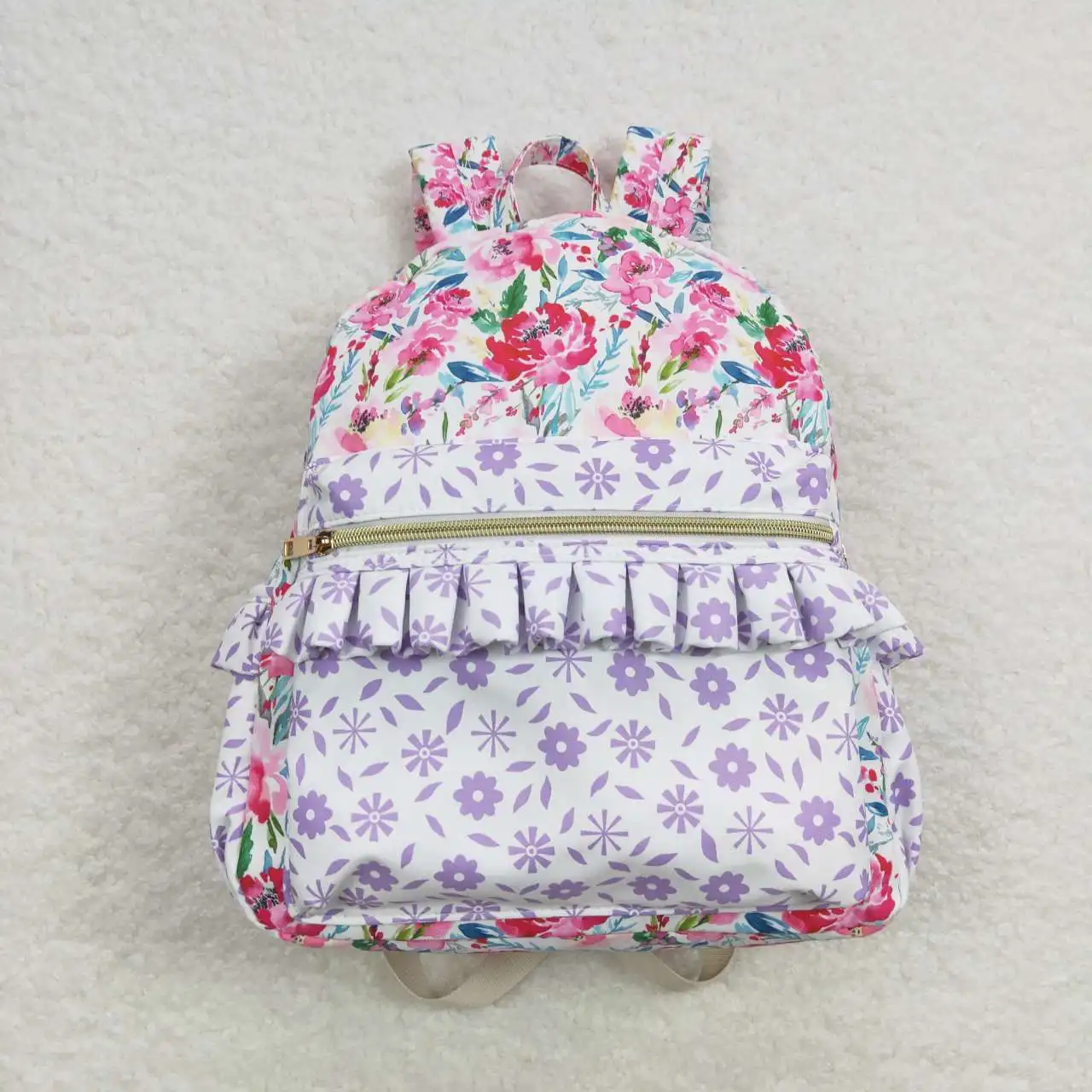 Wholesale Children Baby Girl Flower Backpack Boutique Daypack Toddler Outdoor Floral Plaid Portable Kids School Bag