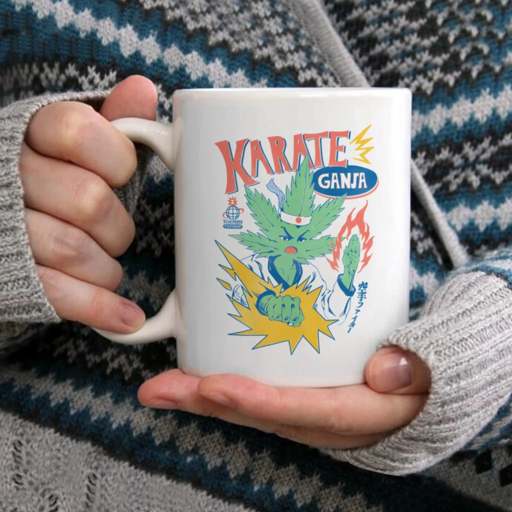 Karate Ganja Ceramic Cup Coffee Oatmeal Breakfast Cup Creative Personality Mug