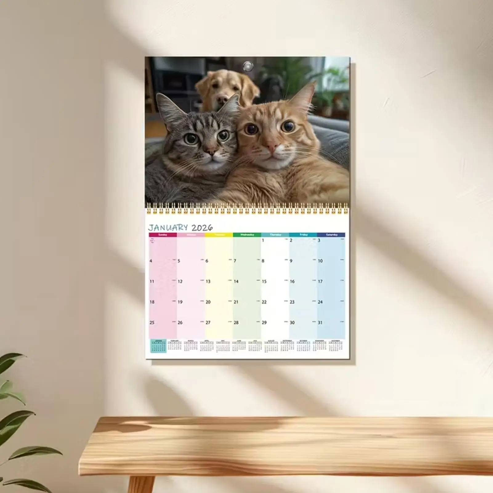

Календарь с забавными кошками на 2026 год. Настенный календарь на 2026 год. Календарь с котами. Забавный настенный календарь-украшение дома с кошачьей тематикой для любителей кошек.