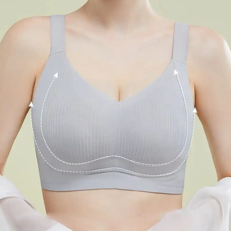 Women Seamless Bra Wire Free Skin Friend Push Up Sports Bra Adjustable Anti Sagging Large Breast Support Armpit Fat Control Bra