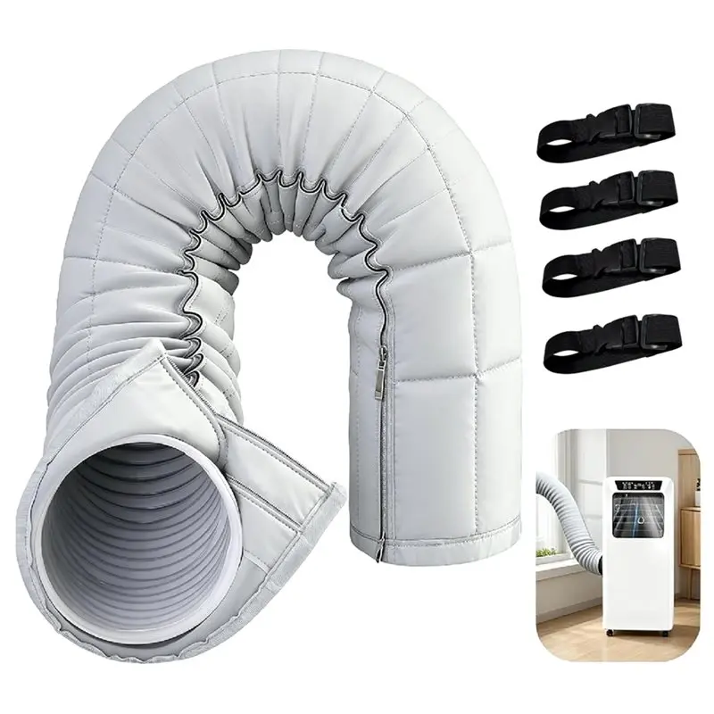 ABUG-Zipper Insulated AC Hose Sleeve Portable Air Conditioner Hose Cover Wrap Zipper Insulated AC Hose Sleeve