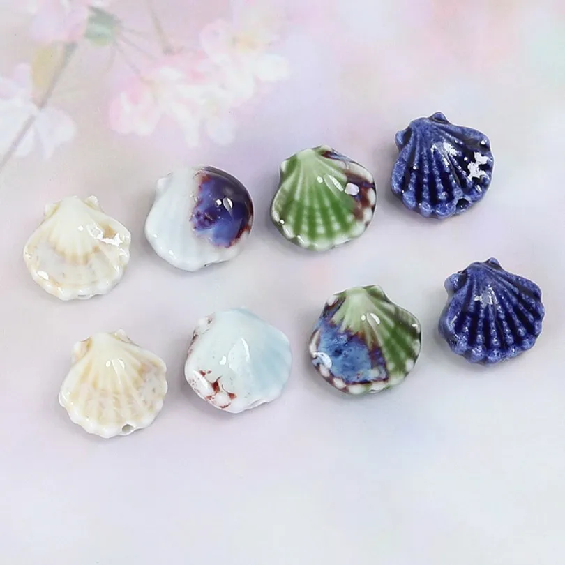 15/30PCS DIY Simulation Shell Beadings Handmade Ceramic Loose Beads Stylish Jewelry Charms Are Used As A Necklace Accessory