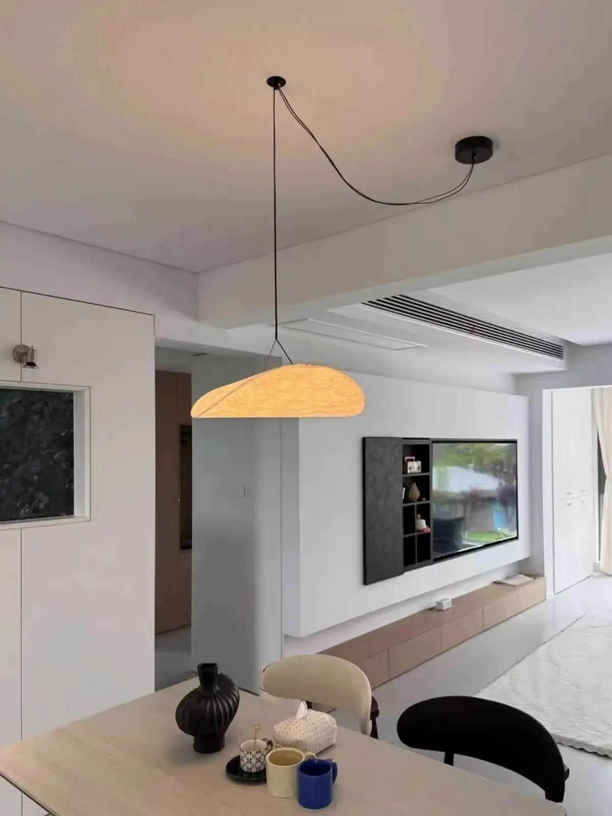 Moderne Wabi-Sabi-Stil Pendelleuchte, Nordische Kunst-Seiden-Minimalistische Schlafzimmer-Designer-Restaurant-LED-DuPont-Papier-Kronleuchter-Lampen