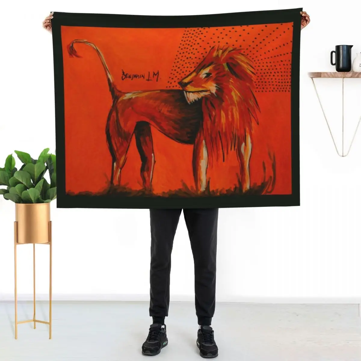 The King Of The Jungle Handles The Human Condition With Grace Throw Blanket Bed sofa bed Vintage Beach Blankets