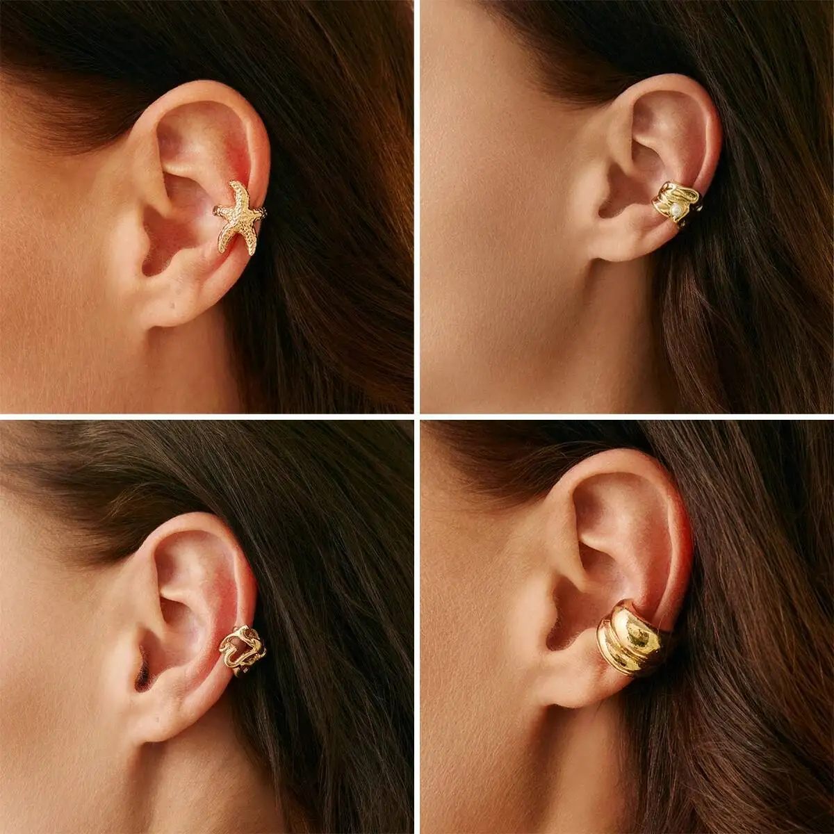 IngeSight.Z 1Pcs Fashion Starfish Ear Clip for Women Summer Delicate Geometric Gold Color Metal Irregular Earrings Jewelry 2025