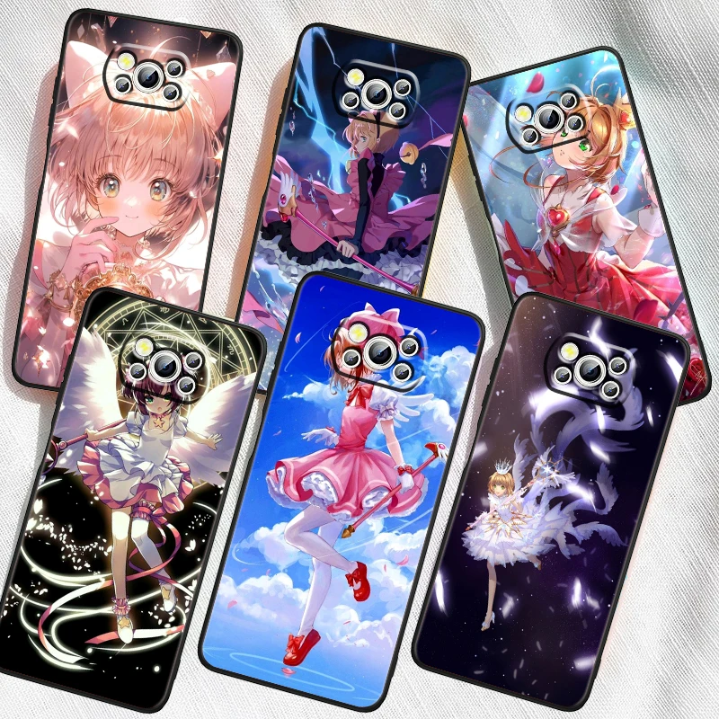 Card-Captor-Sakura Comic Art For Xiaomi Mi Poco F5 F4 F3 X6 X5 X4 X3 M6 M5 M5S M4 M3 C65 Pro GT NFC 5G Black Funda Phone Case