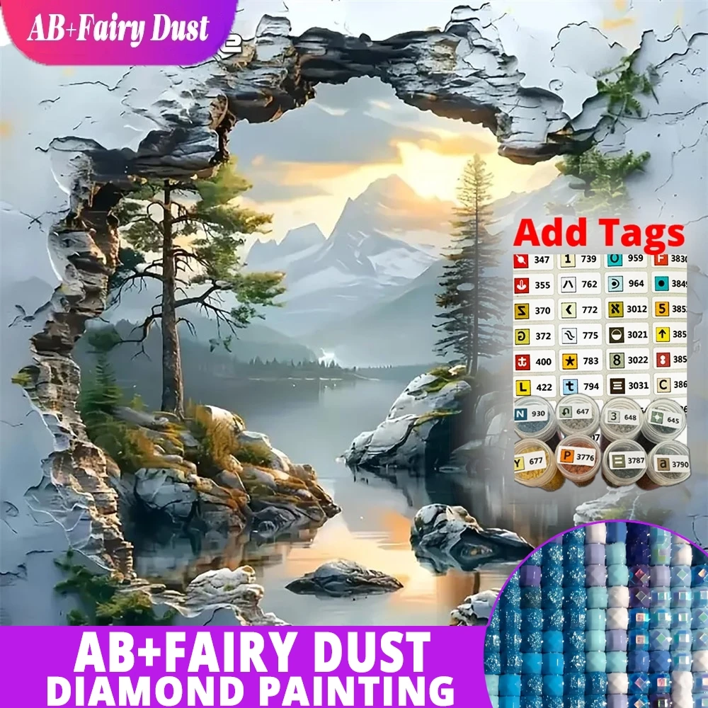 

AB Fairy Dust 5D DIY Алмазная мозаика речной пейзаж подходит для начинающих живопись горный ремесленный комплект Декор дома