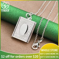 ALITREE 925 Sterling Silver Book Photo Frame Pendant Necklace For Women necklaces Fashion Party Wedding Jewelry Birthday Gift