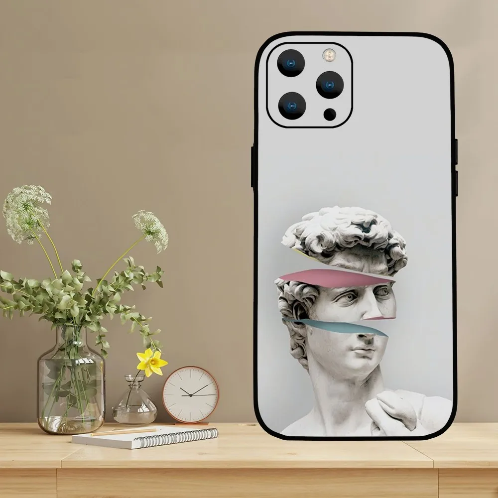 Funda de teléfono de gran arte, carcasa de David Mona Lisa para iPhone Mini 11 12 13 14 15 Pro XS Max X Plus SE XR