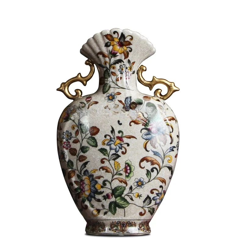 European Double Ear Vase Porcelain Antique Home Decoration Classical American Ornament New Chinese Porcelains ceramic