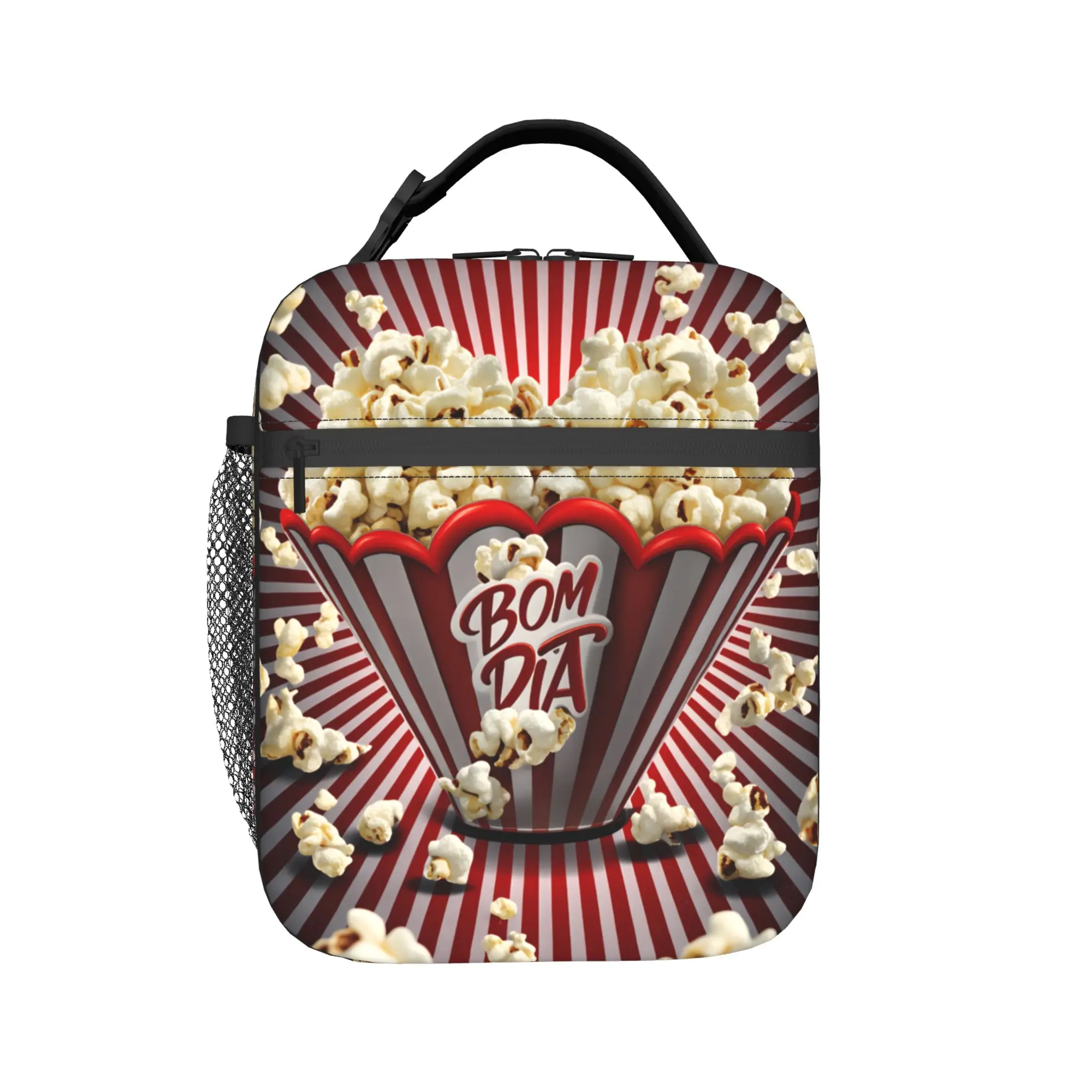 Popcorn Snack Theme Lunch Bag  Portable Lunch Box Child Outdoor Picnic Graphic Cooler Bag Casual Oxford Thermal Tote Handbags