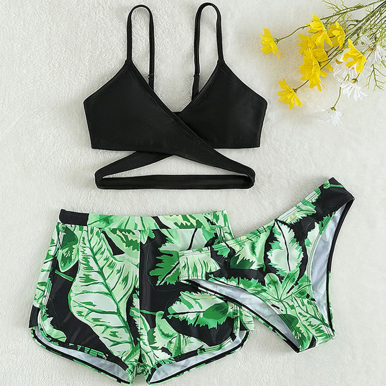 

Kids Swimsuit Size 12 Kids Toddler Baby Girls Spring Summer Print Sleeveless Children's 3PC Leaves Swimsuit Girls Bikini Size 12