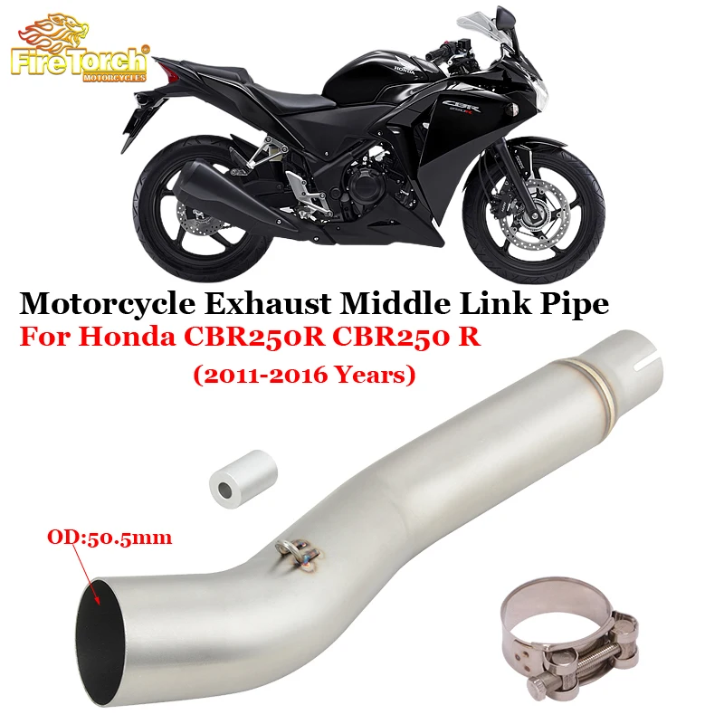 Slip On For Honda CBR250R CBR250 R CBR 250R Motorcycle Exhaust System Middle Link Pipe Connecting 51mm Muffler Moto Mid Tube