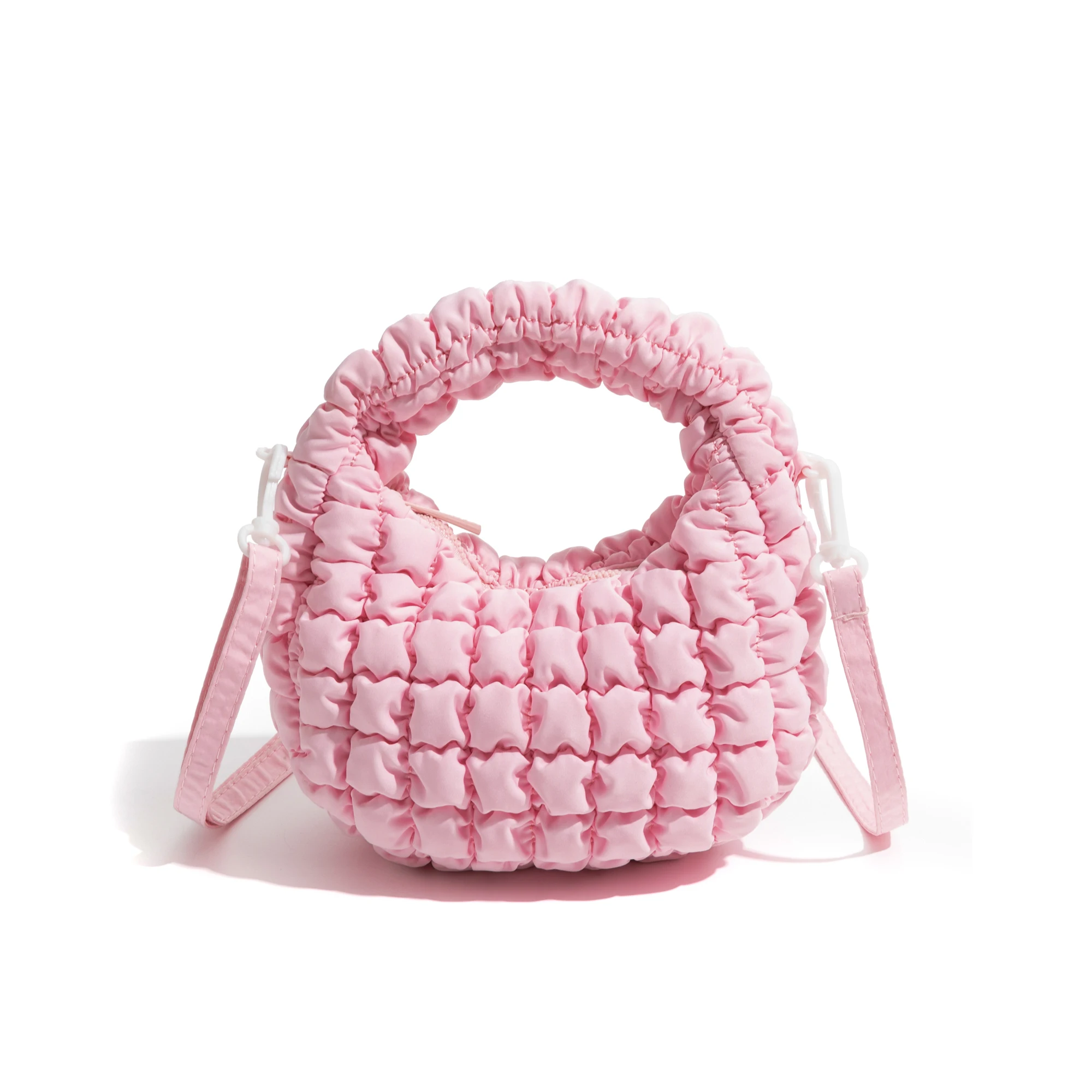 CKKUI Small Padded Down Hobos Wrist Bag Removable Strap Crossbody Satchel Soft Nylon Fabric Quilted Puffer Nylon Handbags