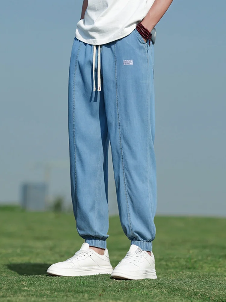 

Ice Silk Loose Cuffed Thin Denim Jeans for Men Summer New Sle Harlan Pants Youth Trendy Long Trousers Har Wa