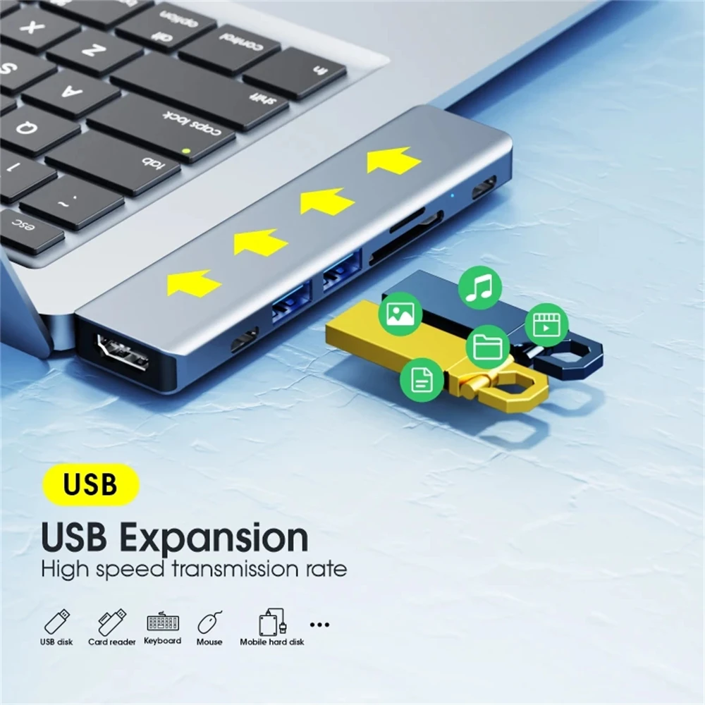 Vothoon USB C Adapter Type C to HDMI-compatible with USB 3.0 SD TF Card Reader for MacBook Pro Air USB C Hub image 5