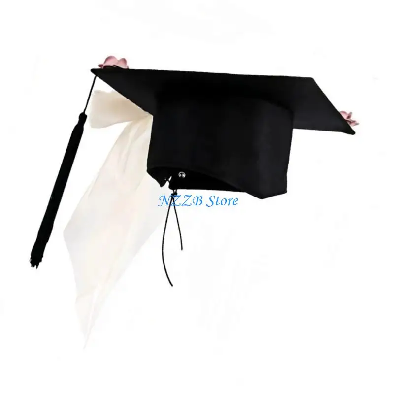 

T21F Traditional Graduation Caps for Academic Success, Adjustable Design and Tassels Elegant Flower
