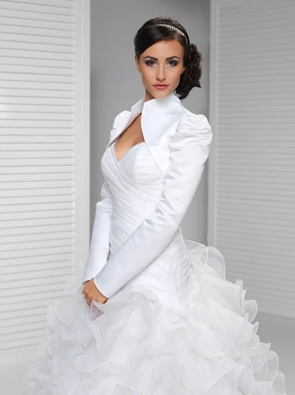 

Customized Ruffles Full Sleeves Wedding Jacket Bridal Capes Bride Shrug Formal Party Women Special Occasion Shawl