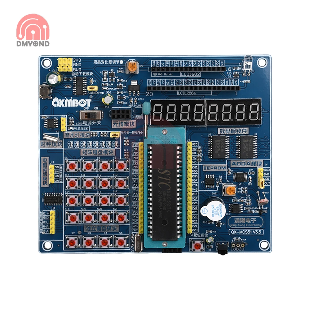 51 لوحة تطوير وحدة التحكم الدقيقة مع شريحة STC89C52 وشاشة LED وتنزيل تلقائي لمشاريع WIN10/XP والتعلم ومشاريع DIY