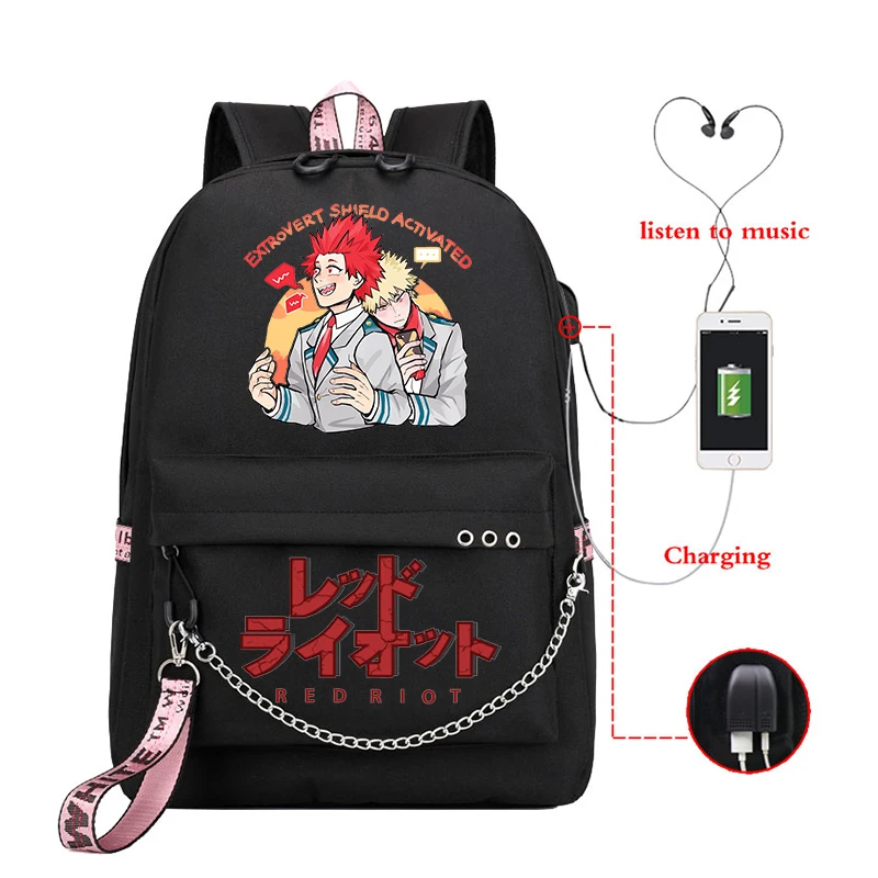 Boku No Hero Academia Backpack High School Students BNHA Kirishima Eijirou Red Riot Anime My Hero Academia Bag Girls Backpack