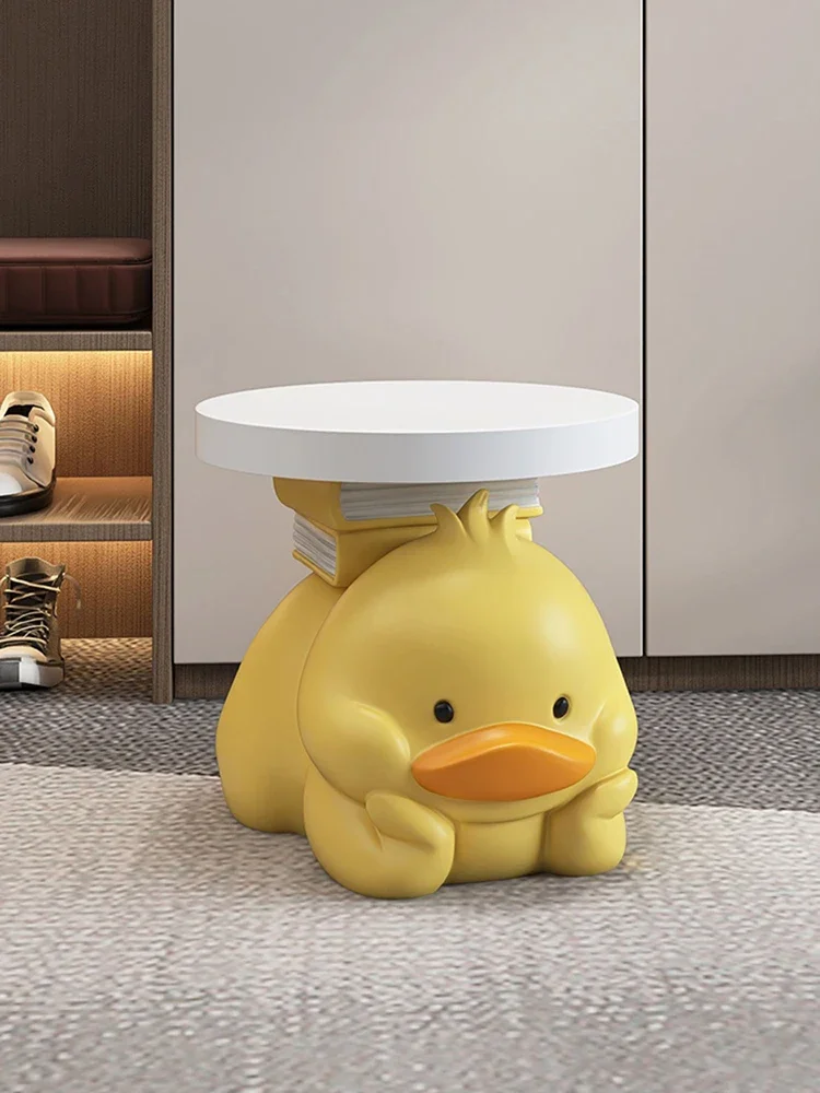 Home Decor Cute Duck Statue Side Table Corner Tables Creative Coffee Table Room Decor Cartoon Animal Bedside Table Birthday Gift