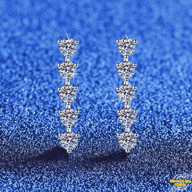 

1,0 карат муассанит S925 серебряные серьги-капли для женщин с покрытием из платины с длинной кисточкой серьги-гвоздики для влюбленных подарок ювелирные изделия оптом