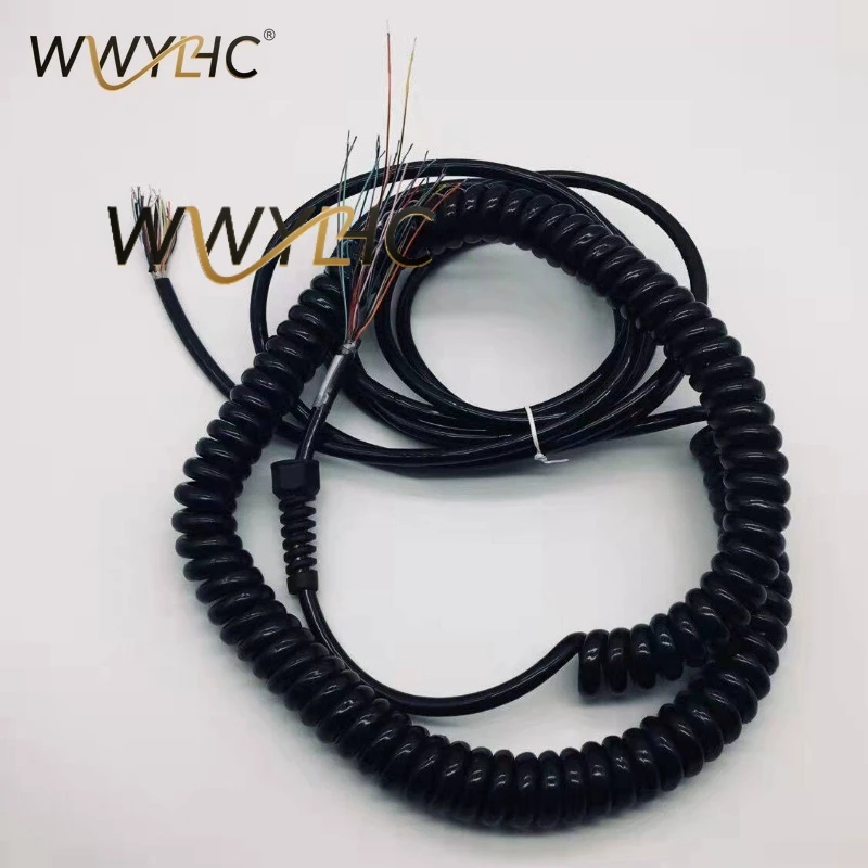 7 12 15 16 17 Cores Coiled Spring Spiral Shield Cable 4m 6m CNC Handwheel Manual Pulse Generator MPG Industrial Cable