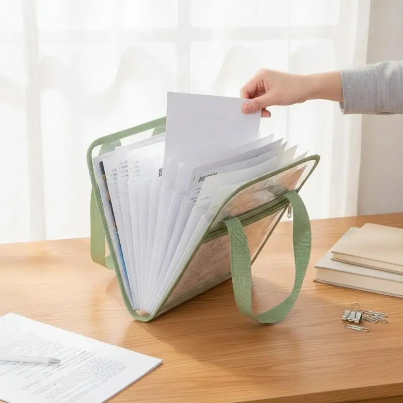 Long Size 13-Layer Handle Folder File Organizer Expanding A4 File Folder Portable Folder Bag Vertical Document Storage Pouch