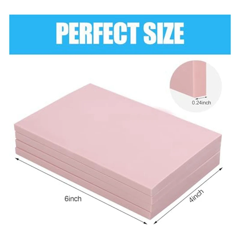 4-Piece 15 X 10Cm Pink Rubber Engraved Linoleum Block Stamp Making Kit For Print Production Easy To Use