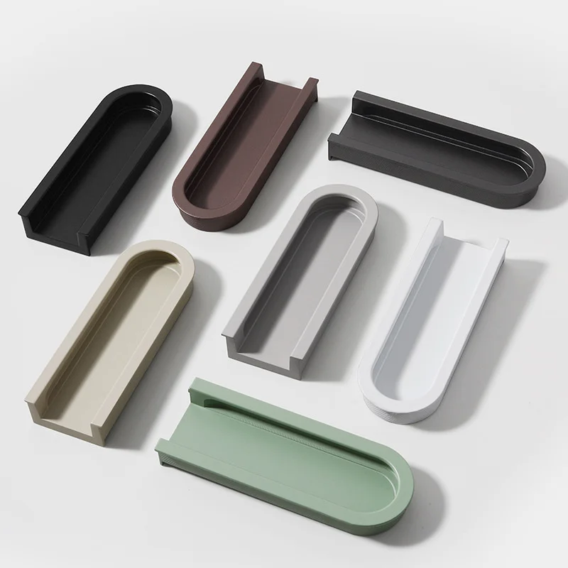 Embedded Recessed Finger Pull Hidden Sliding Door Handles Concealed Wardrobe Cabinet Door Pulls Furniture Hardware Accessories