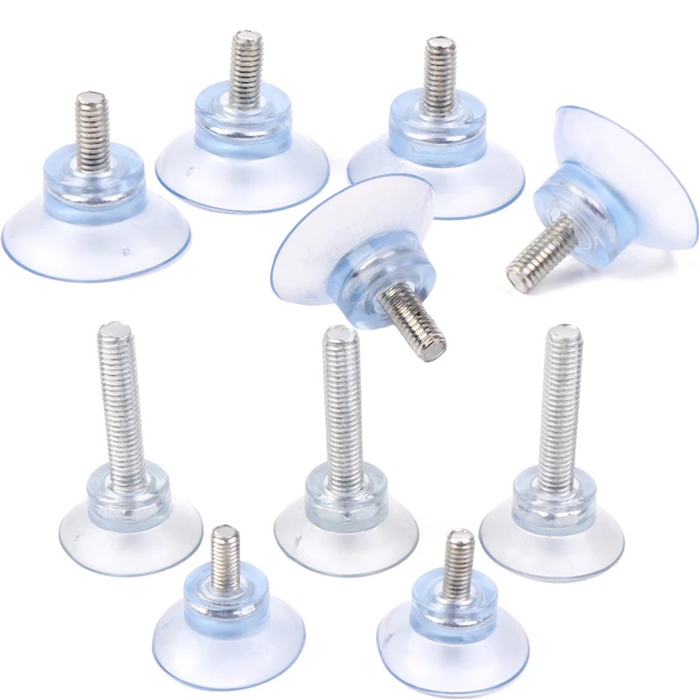 M6/M8 Screw Transparent Rubber Suction Cup Sucker Turn Nut Hooks for Glass Table Tops Storage Tool Wall Picture Hanging Hook