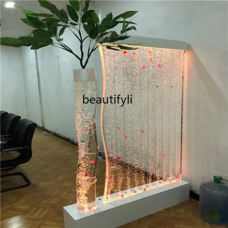 Large Acrylic Screen Water Curtain Wall Water Bubble Wall Creative Fish Tank Aquarium Hallway Partition Can Be Customized