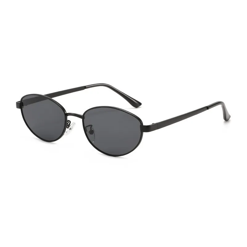 Sunglasses Slim Metal Vintage Elliptical Frame Two Tone Temple Glasses for Men Women Driving Travel Outdoor Casual Eyewear view 3