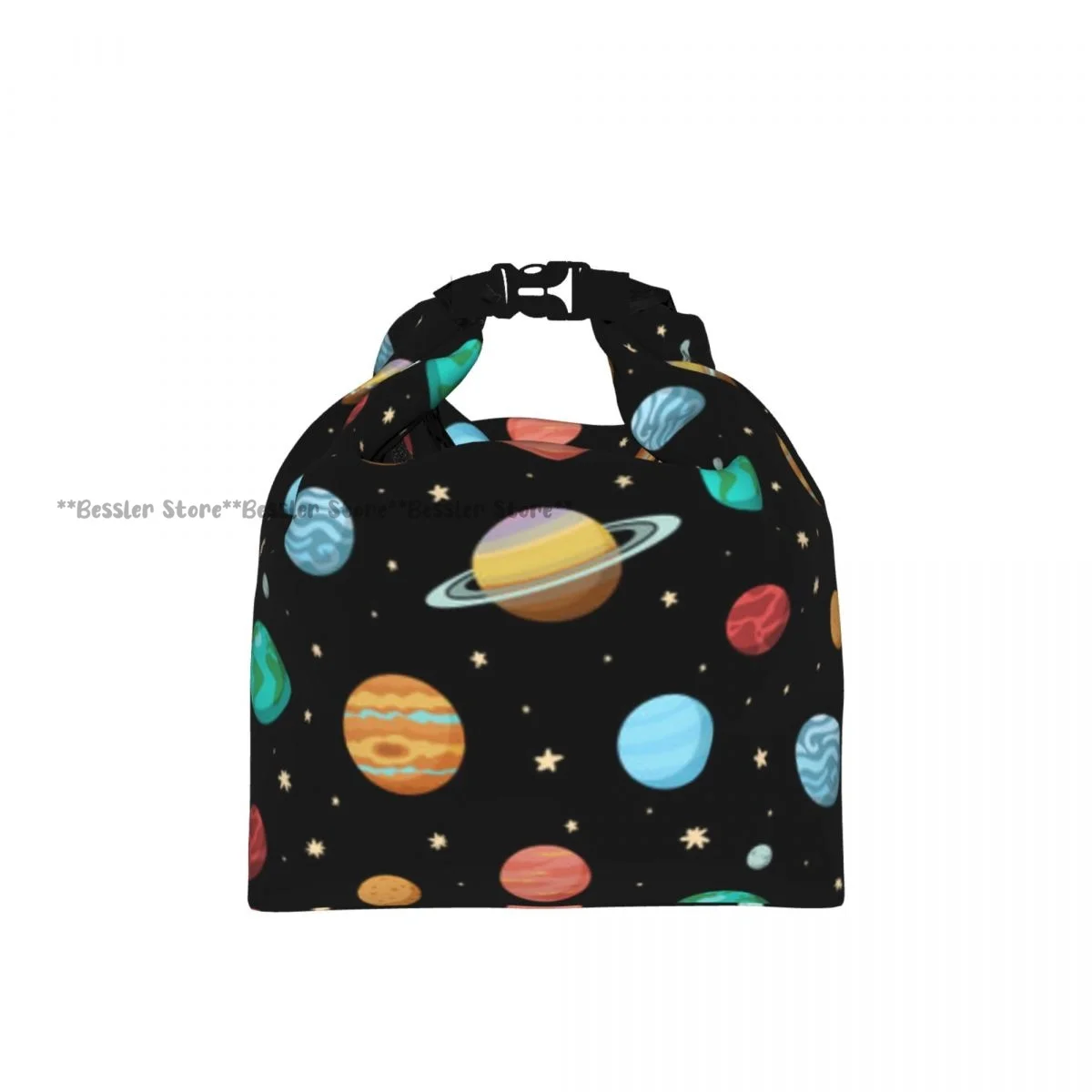 Portable Roll-top Insulated Cooler Lunch Bag Solar System Planets Space Pattern Thermal Food Bag for Travel Outdoor Camping