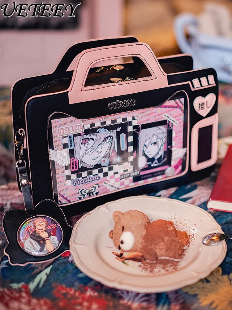 Japanese Original Design Small Snack Crossbody Backpack Sweet Cute Girls Versatile Anime Commuter Handbag Makeup Bags