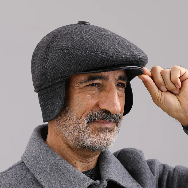 

Fashion Hat For Men Winter middle-aged Elderly Dad Cap Warm Autumn Winter Old Grandpa Duck Tongue Hat Ear Protection Hats Party